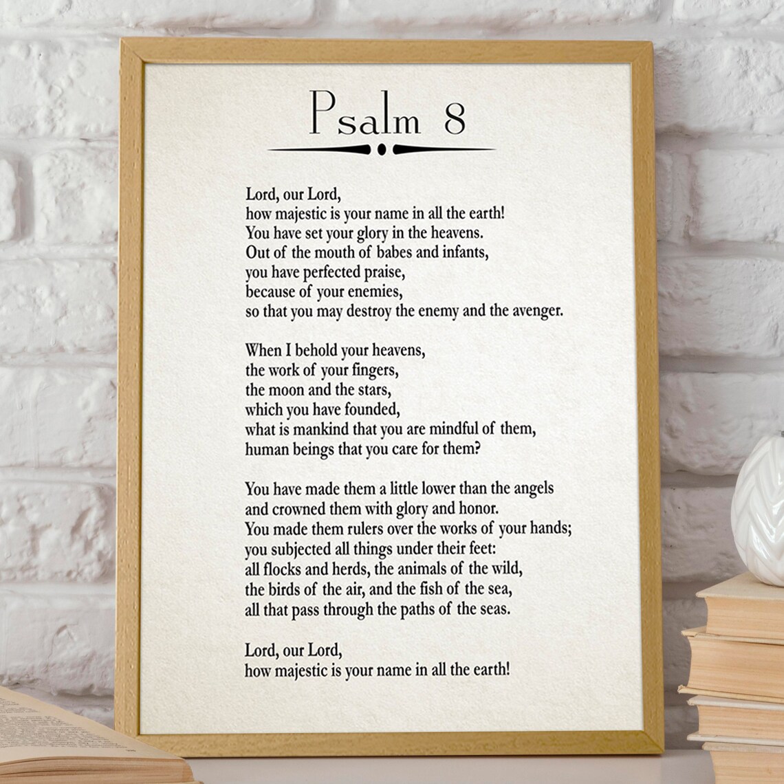 Psalm 8 Bible Scripture Verse Minimalist Christian Wall Poster - Image 2