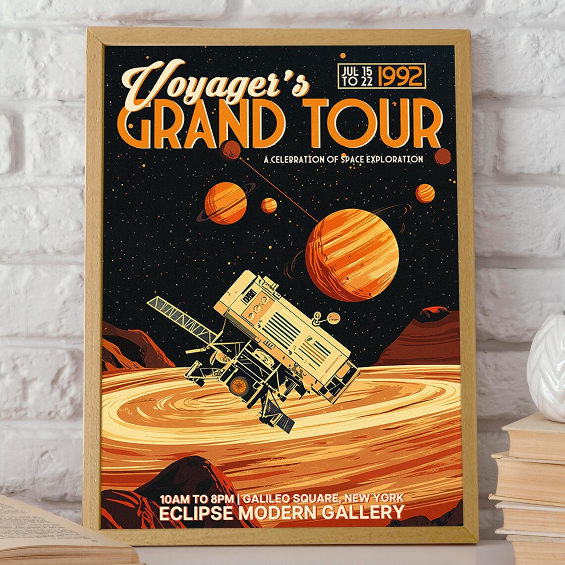 Voyager's Grand Tour 1992 Space Exploration Saturn Art Poster - Image 2