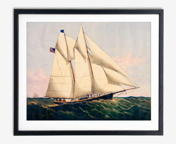 Yacht Henrietta Vintage Sailing Travel Poster