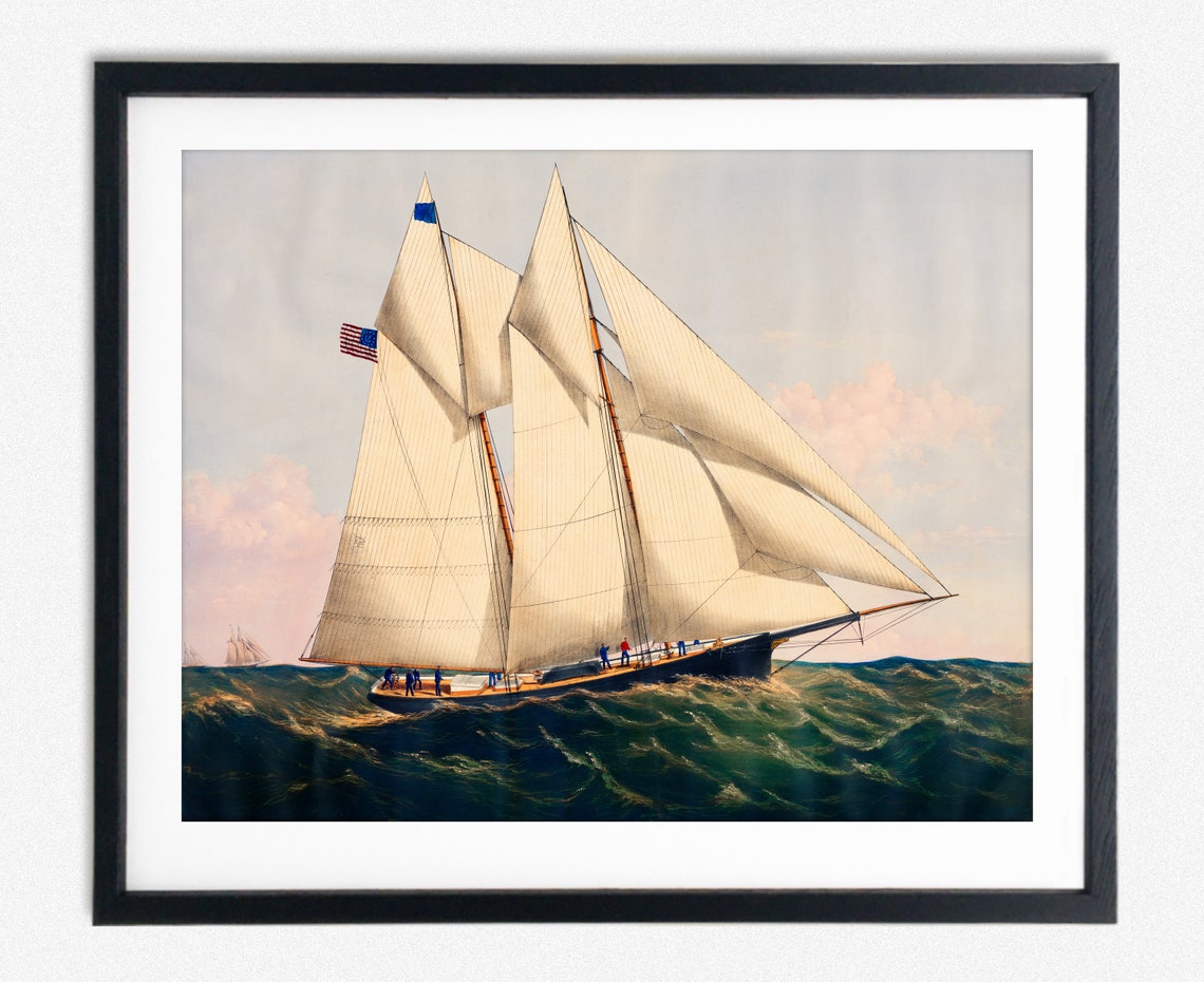 Yacht Henrietta Vintage Sailing Travel Poster