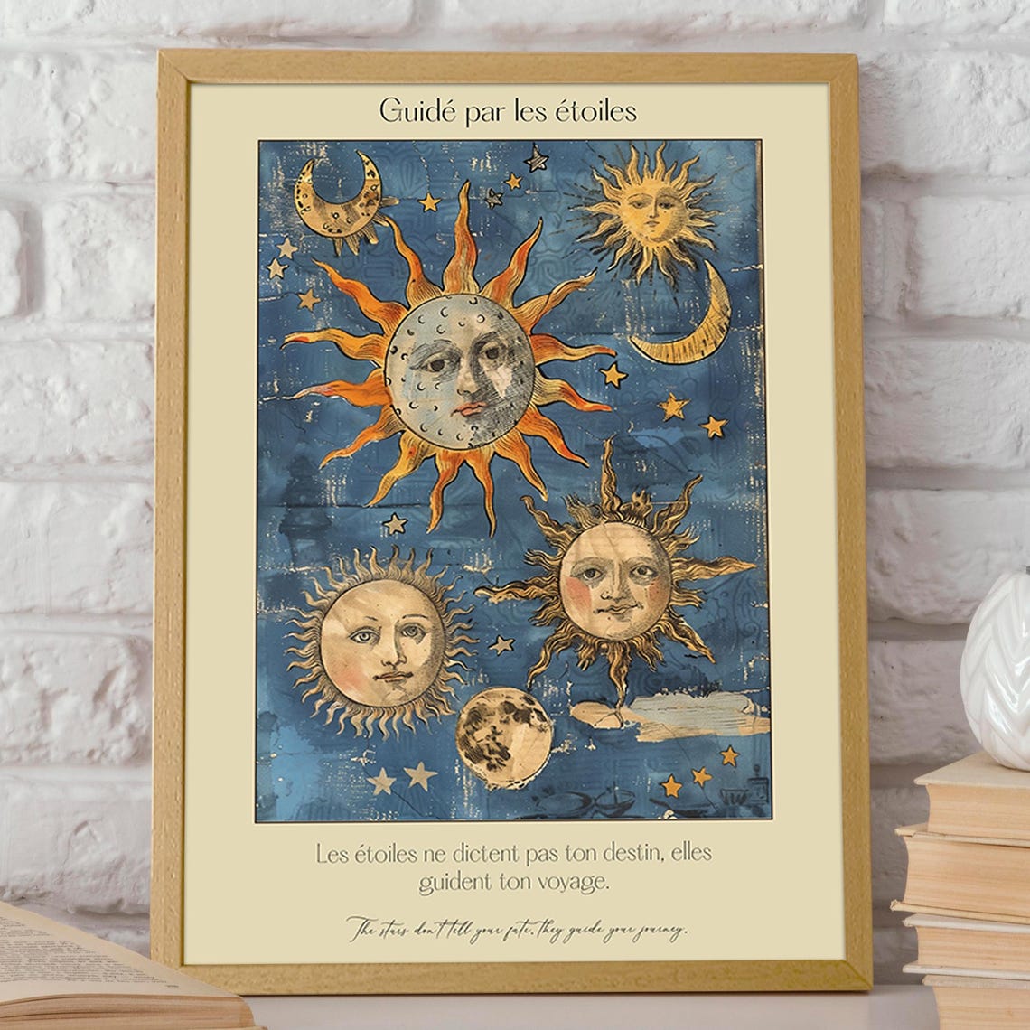 Celestial Sun and Moon Boho Astrology Art Print - Image 2