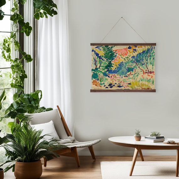 Landscape Art Wall Hanging Henri Matisse Abstract Fine Art Reproduction Printed On Premium With Real Walnut Wooden Hangers