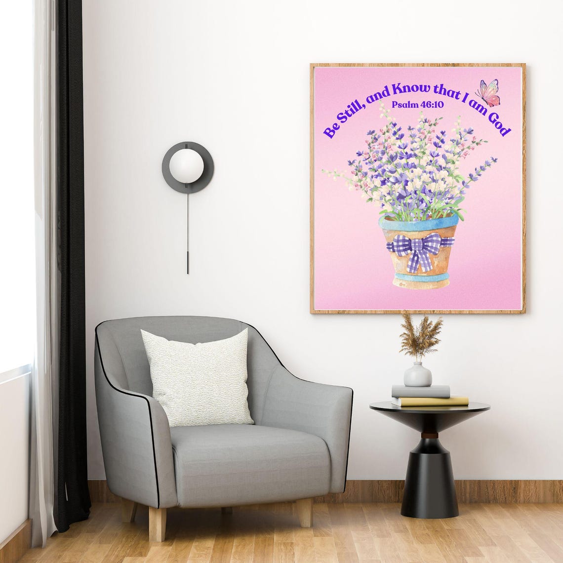 Be Still And Know That I Am God Psalm 46:10 Watercolor Floral Poster - Image 6