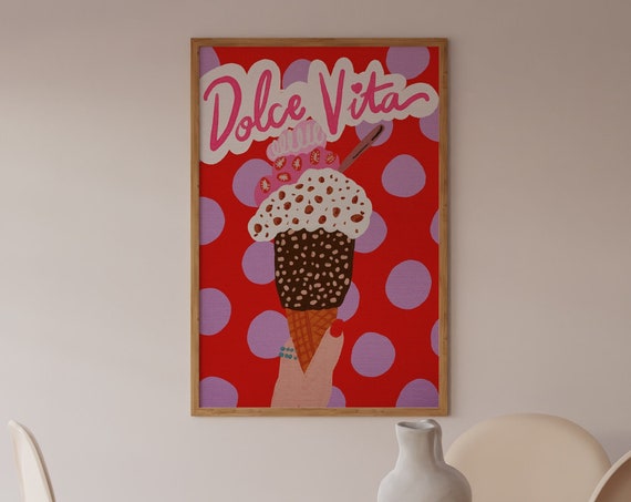 Gelato Illustration Print Dolce Vita Kitchen Wall Art
