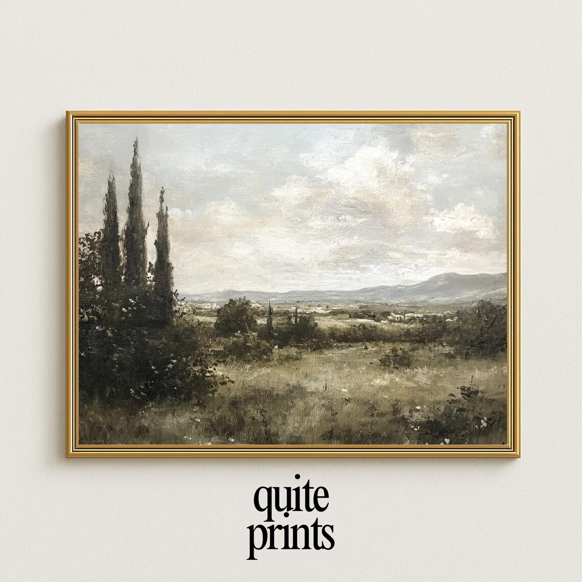 Tuscan Countryside Cypress Trees Rolling Hills Vintage Style Poster