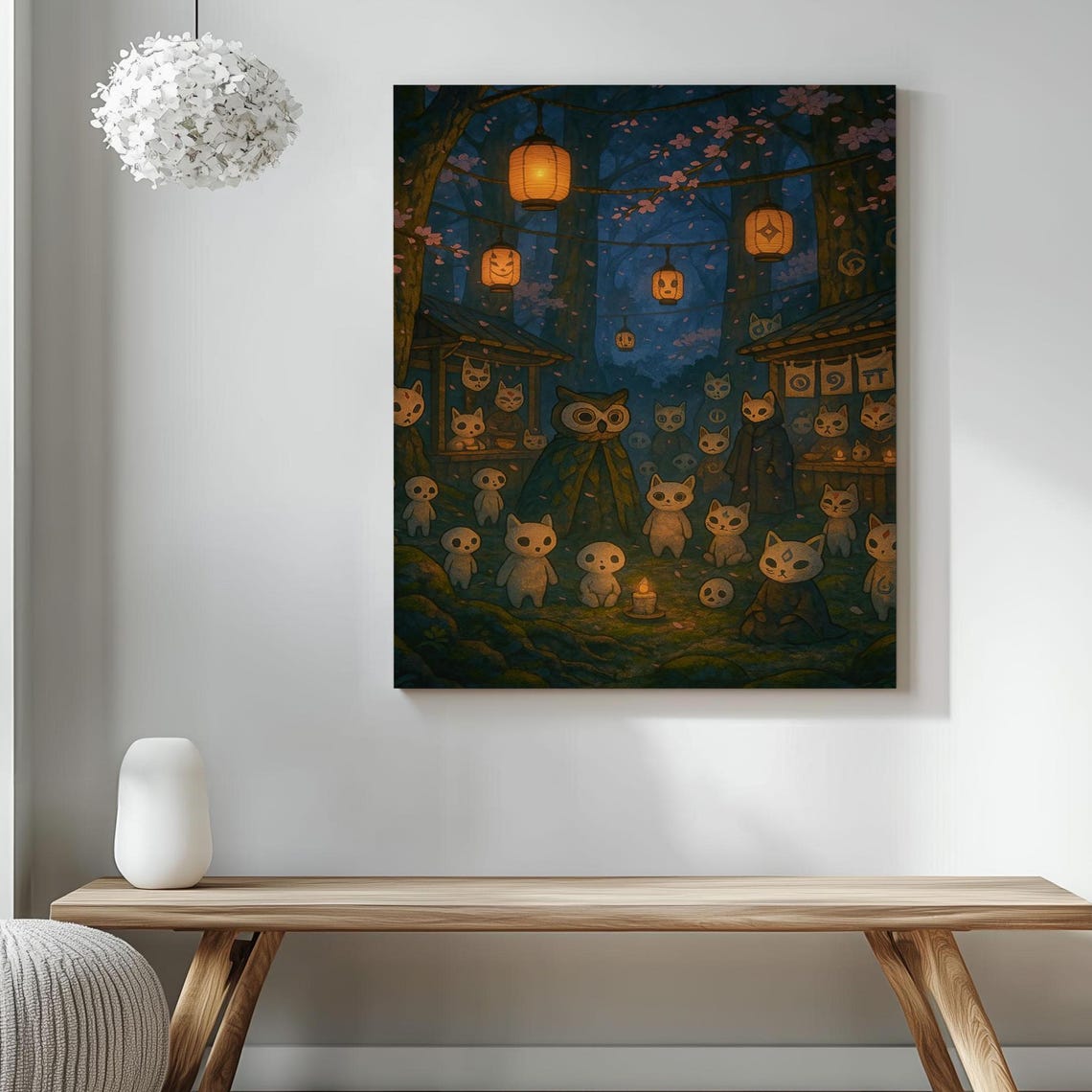 Forest Spirit Lantern Ceremony Night Anime Woodland Ghost Poster