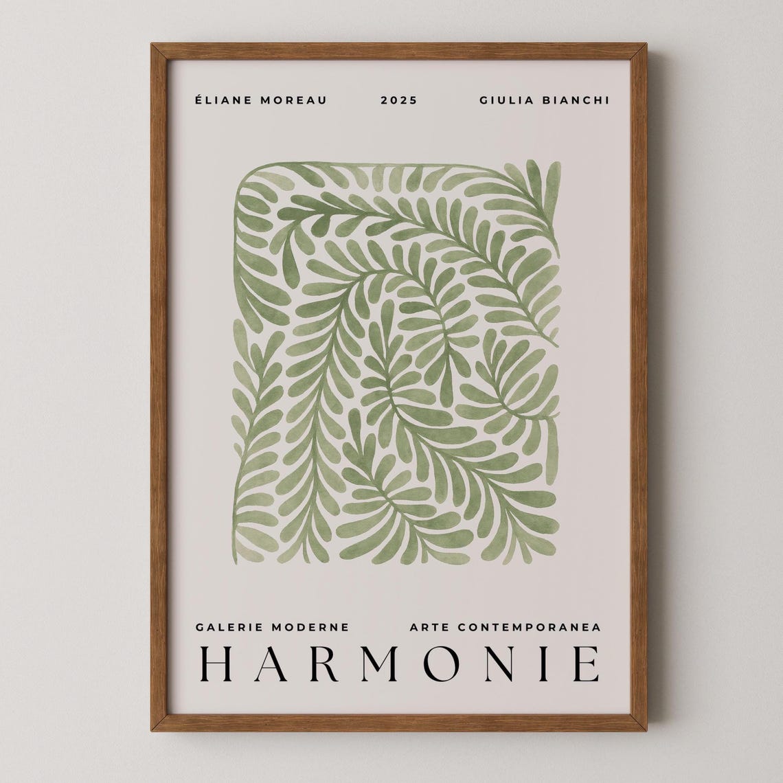 Sage Green Botanical Print Minimalist Leaf Wall Art