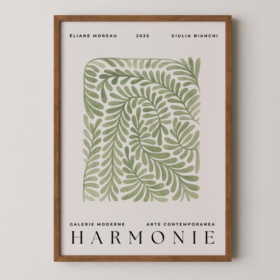 Sage Green Botanical Print Minimalist Leaf Wall Art