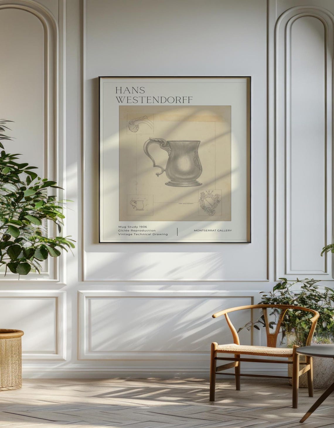 Hans Westendorff 1936 Mug Study Vintage Technical Drawing Poster