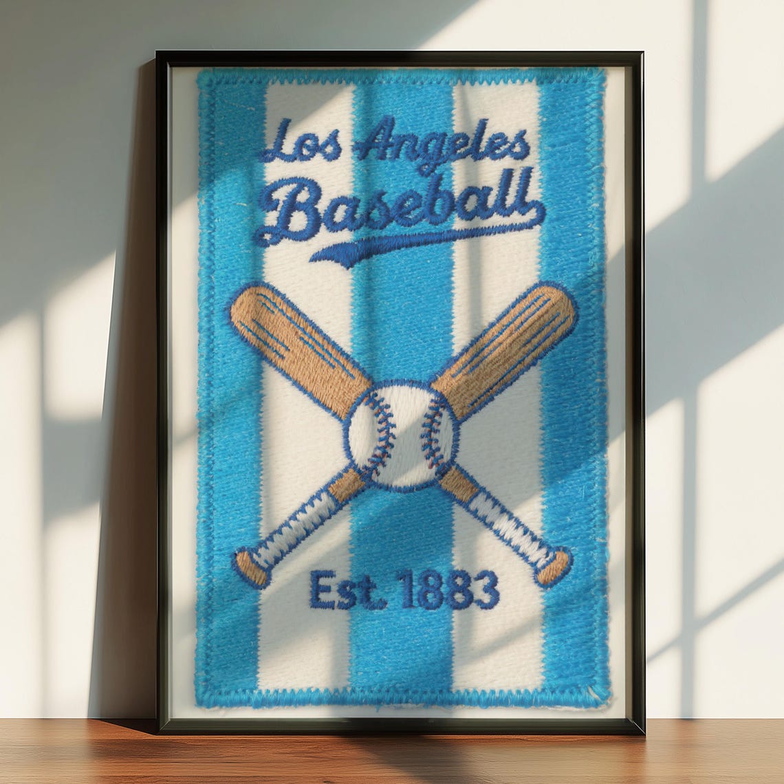Los Angeles Baseball Est 1883 Patch Style Sports Poster in Blue