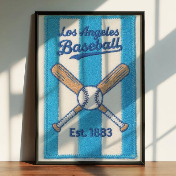 Los Angeles Baseball Art Print Vintage Patch Design