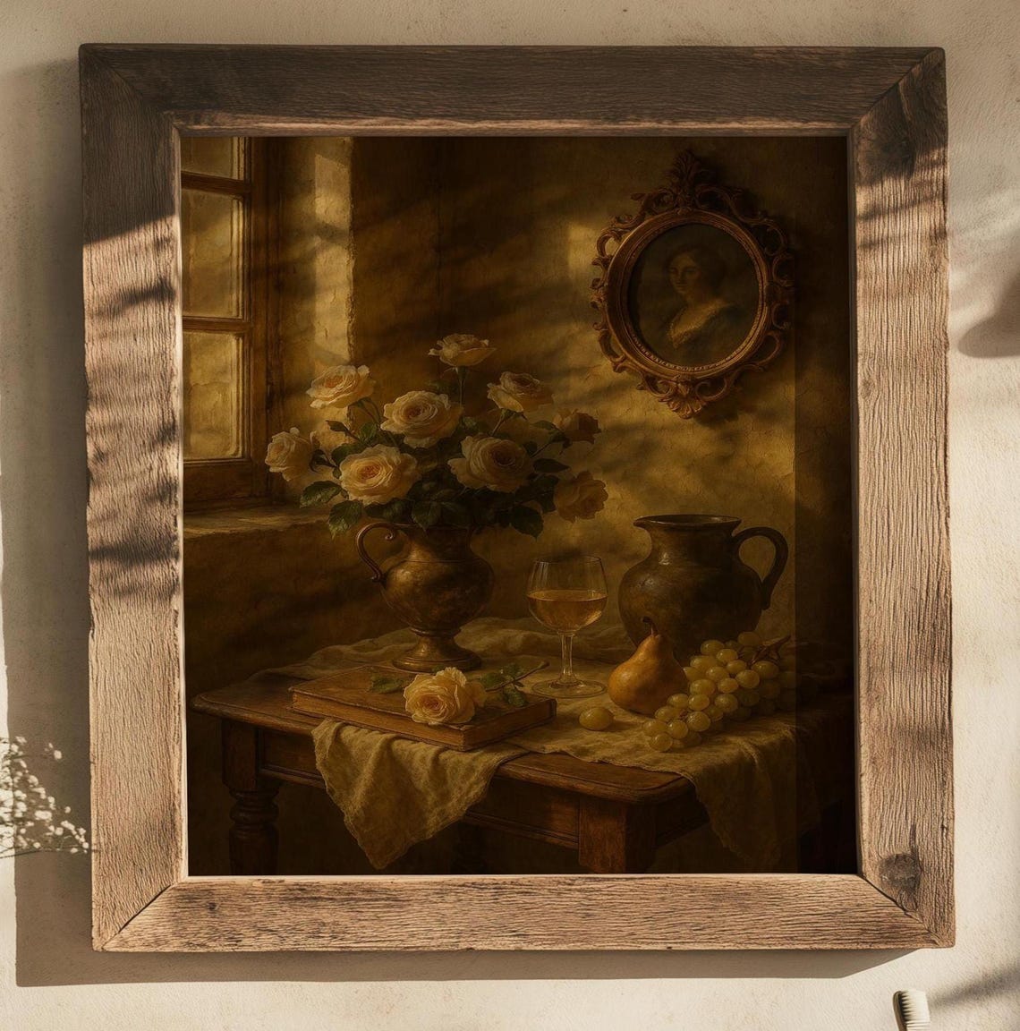 Moody French Still Life White Roses Wine Glass Chateaucore Poster