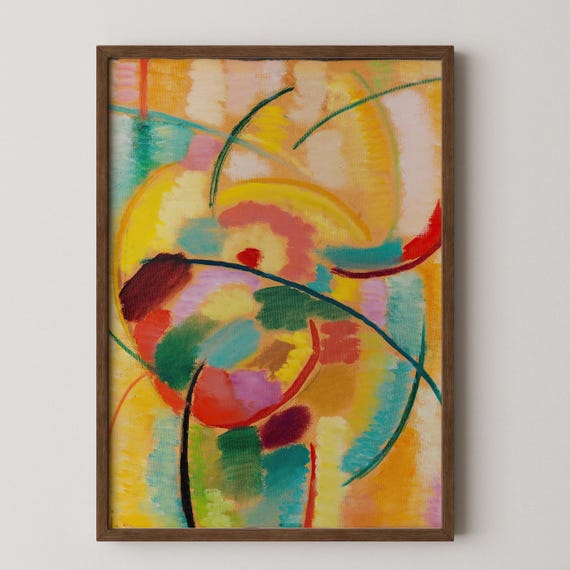 Yellow Abstract Art Print Bold Brushstrokes Modern Wall Decor 2 Files