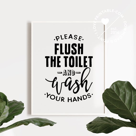 Flush The Toilet Sign Kids Bathroom Rules Art Print