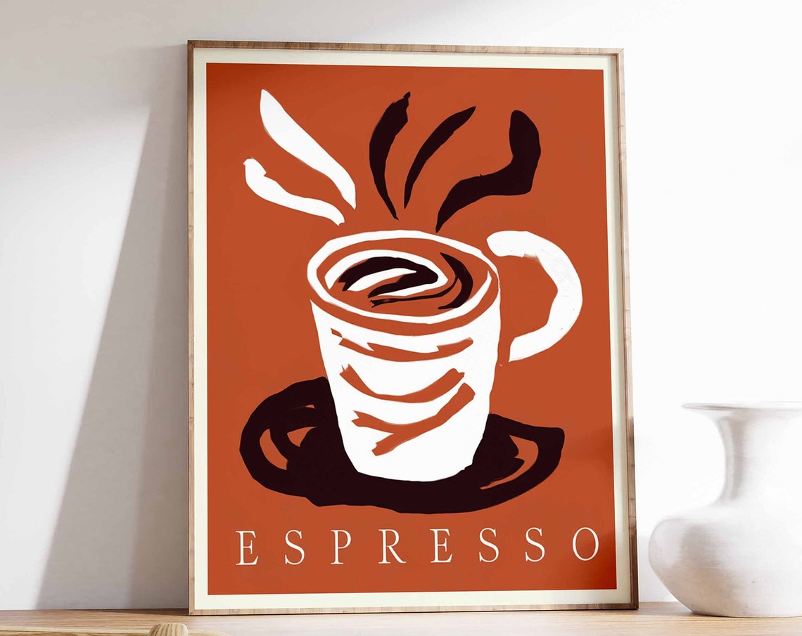 Espresso Poster Coffee Print Cafe Art Coffee Gift Kitchen Decor Kitchen Poster Food Poster Drinks Art Restaurant Decor