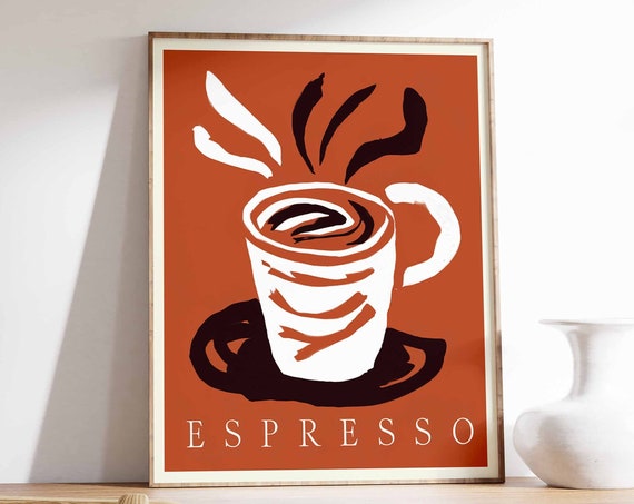 Espresso Poster Coffee Print Cafe Art Coffee Gift Kitchen Decor Kitchen Poster Food Poster Drinks Art Restaurant Decor