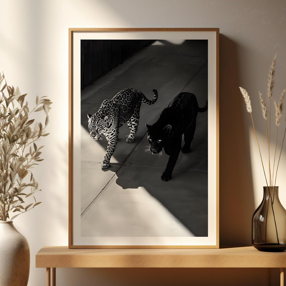 Leopard Black and White Animal Poster Print