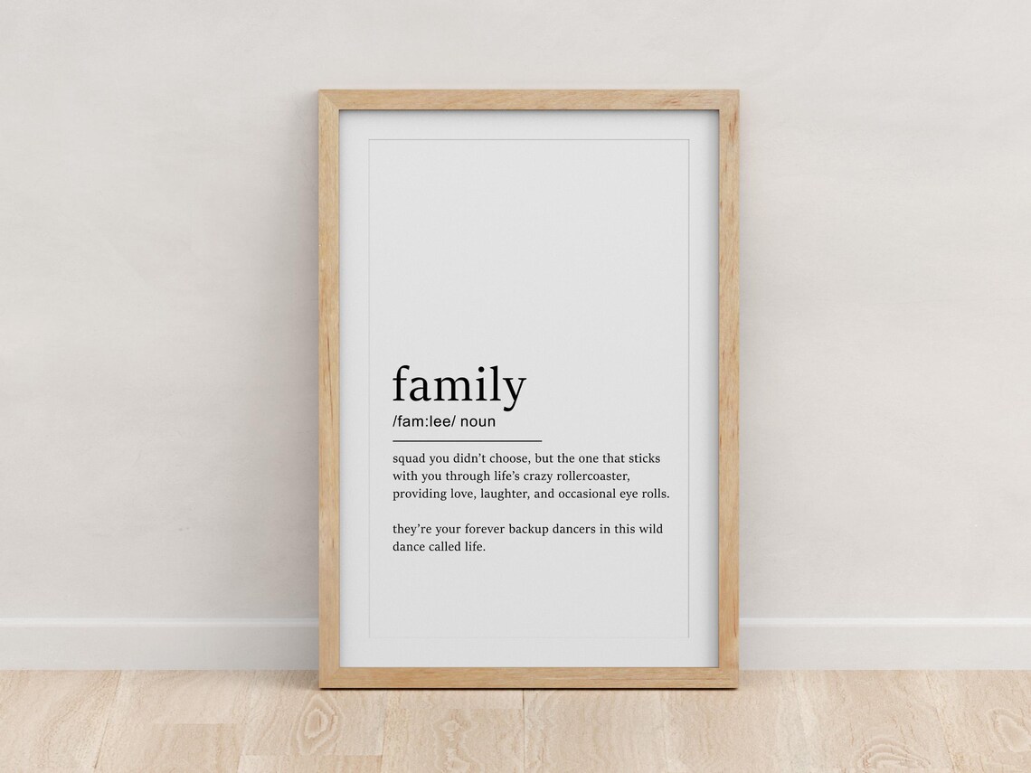 Family Definition Poster, Dictionary Style Art Print
