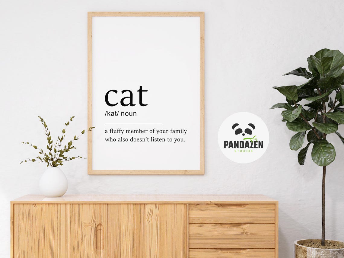 Cat Definition Fluffy Family Member Funny Pet Typography Poster - Image 5