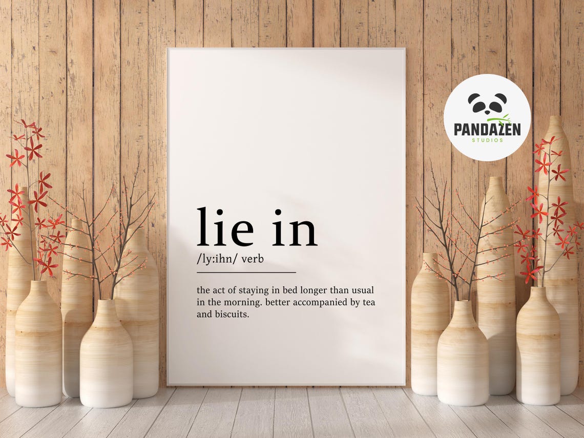 Lie In Definition Staying In Bed Morning Funny Phrase Poster - Image 5