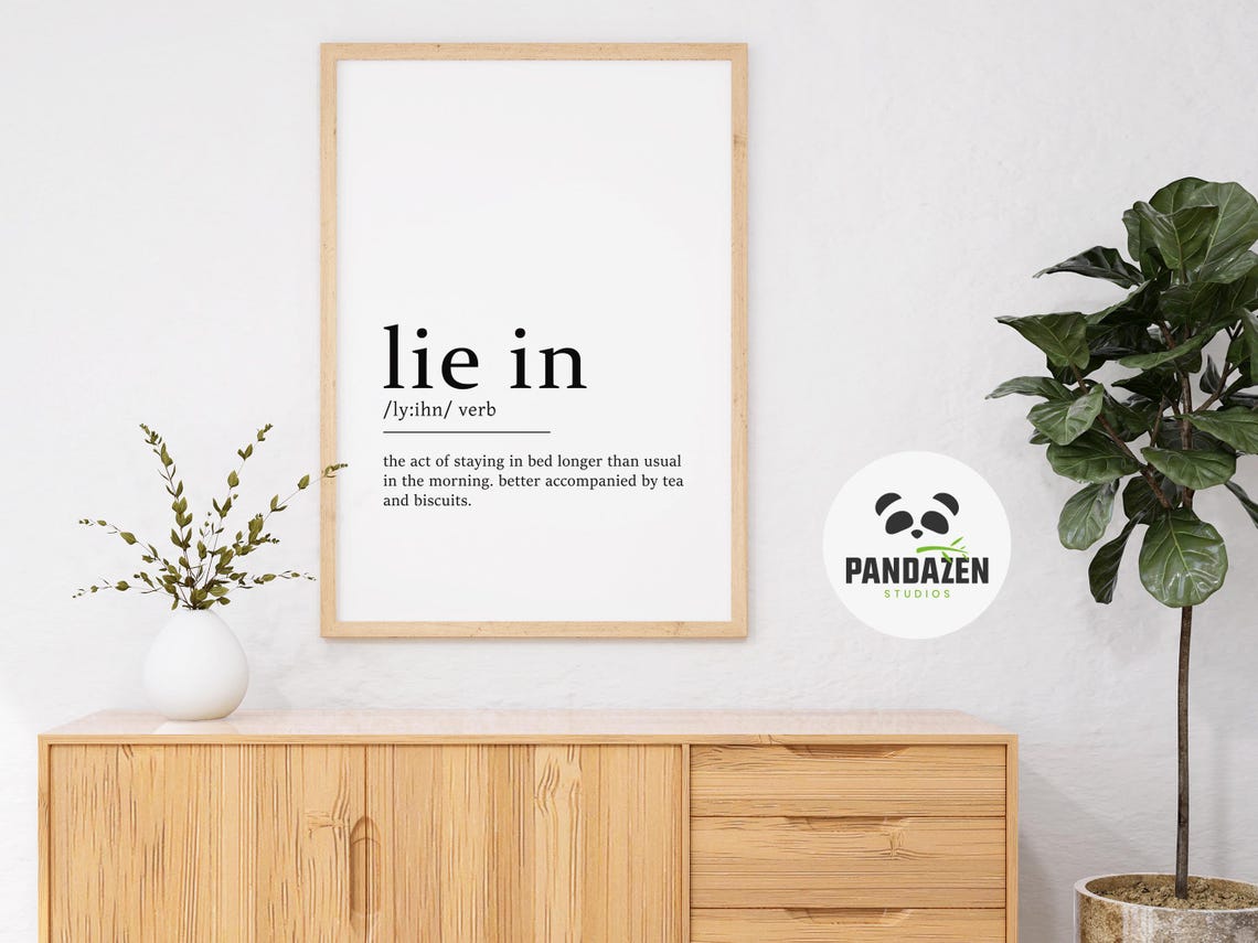 Lie In Definition Staying In Bed Morning Funny Phrase Poster - Image 7