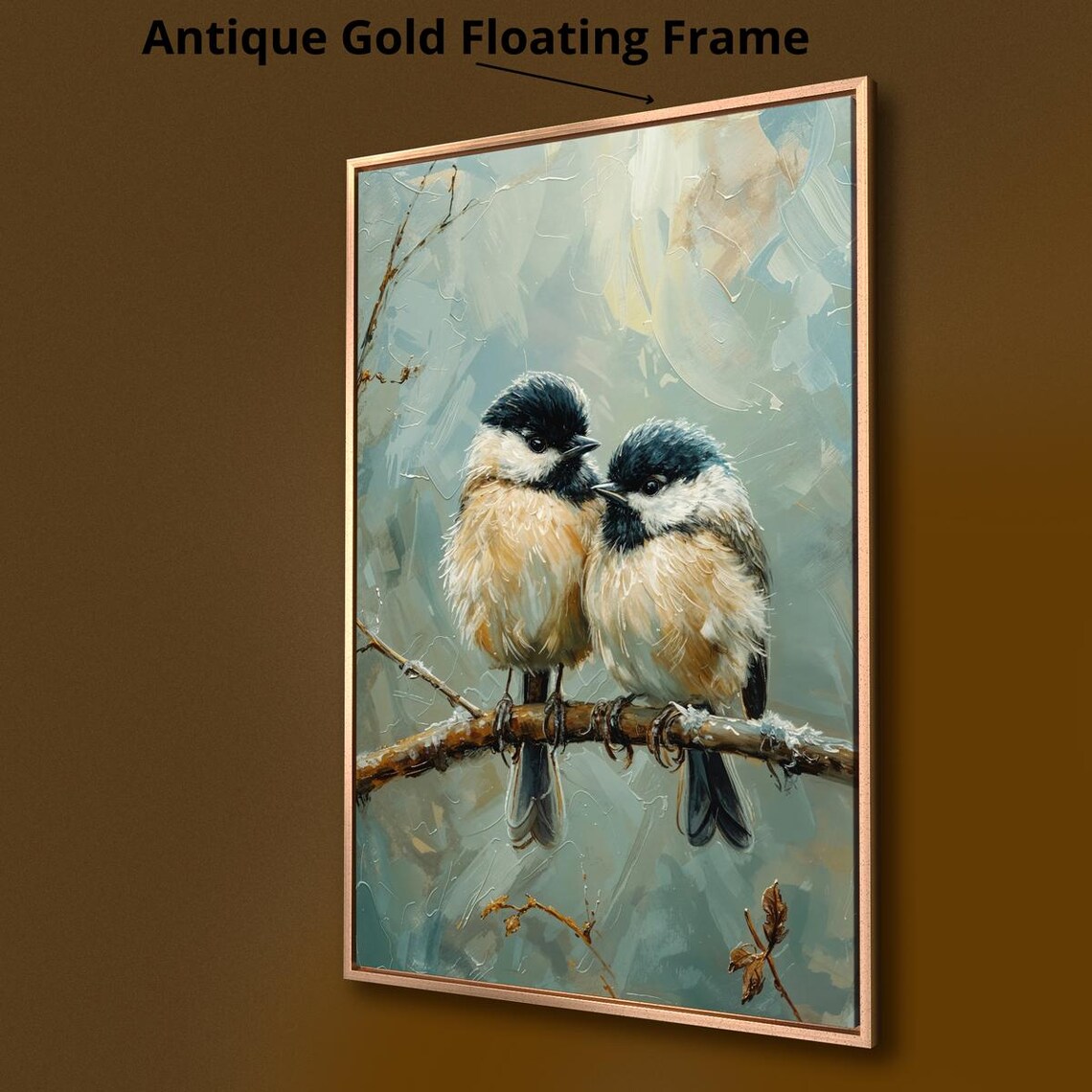 Charming Chickadees on Tree Branch, Winter Bird Art Print - Image 4