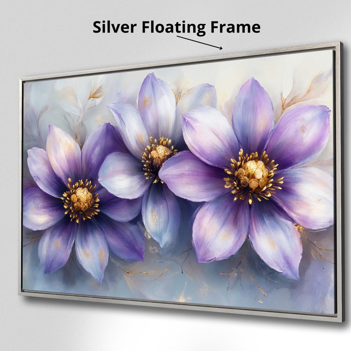 Purple Wildflowers With Golden Centers Panoramic Floral Wall Poster - Image 2