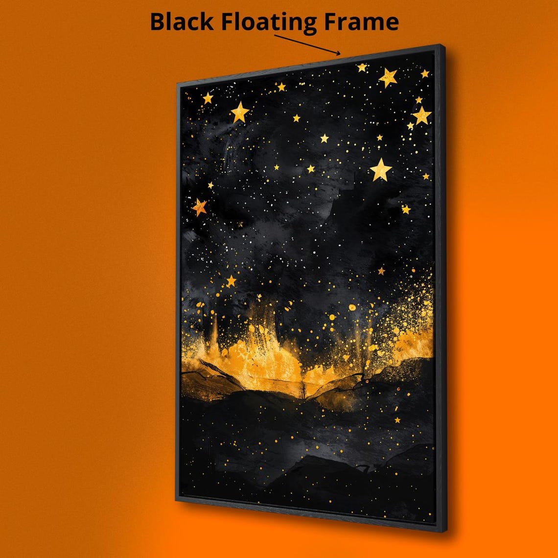Golden Stars Black Night Sky Celestial Milky Way Glow Poster - Image 3