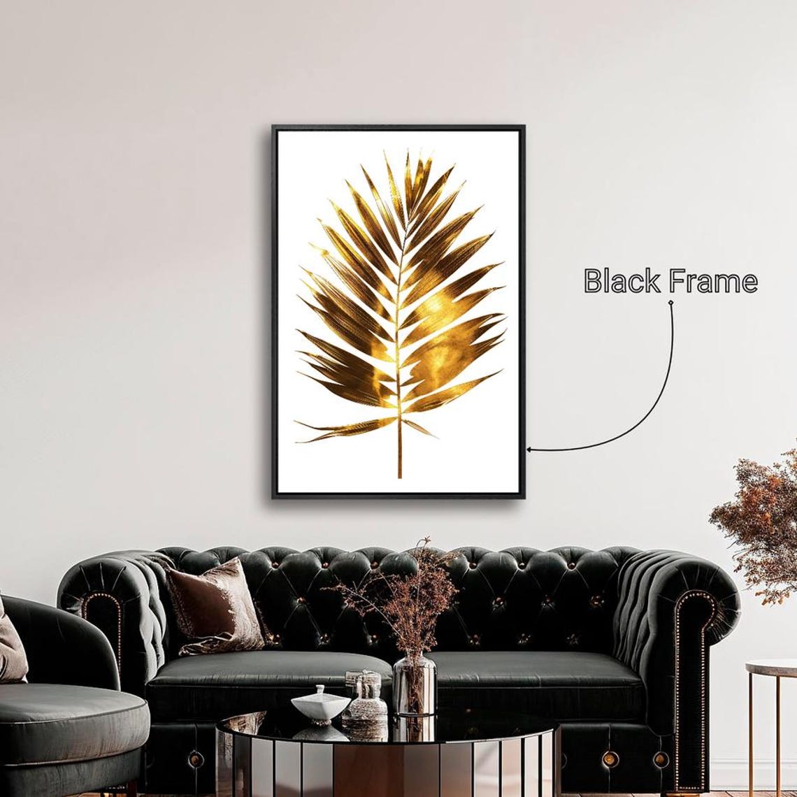 Golden Palm Leaf Minimalist Luxury Tropical Botanical Wall Art Print - Image 5