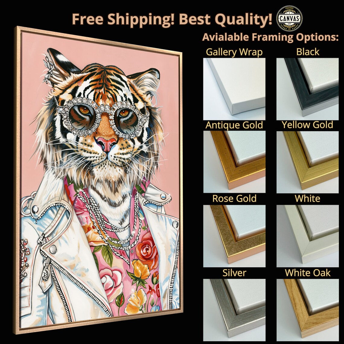 Stylish Tiger in Jacket, Modern Wall Art Print - Image 6
