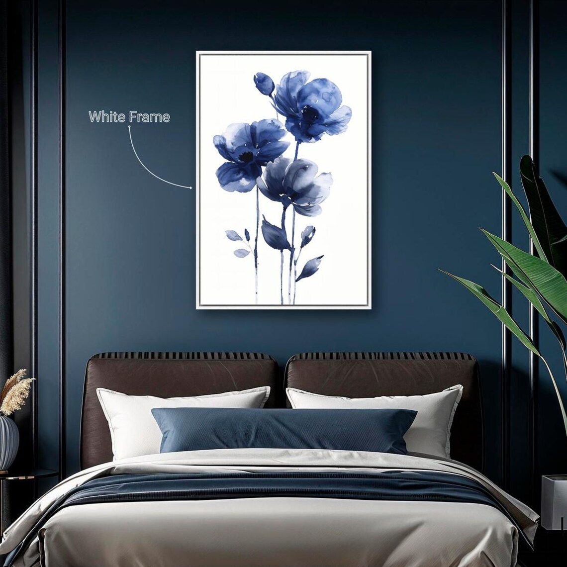 Blue Flowers Watercolor Art Print, Minimalist Floral - Image 5