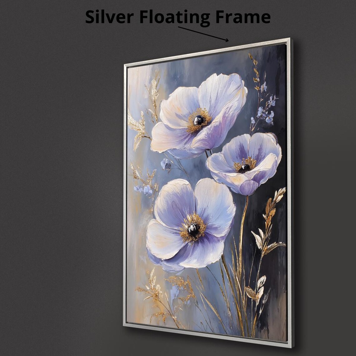 Purple And White Wildflowers Vertical Floral Painting Wall Poster - Image 3