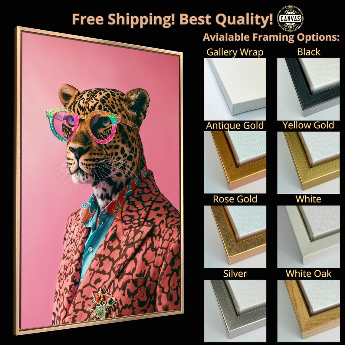 Leopard in Suit Art Print, Fashion Animal Whimsy - Image 5