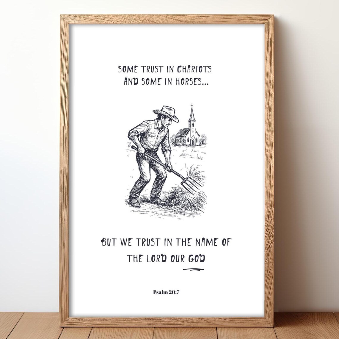 Christian Wrangler Poster Psalm Quote Cowboy Print