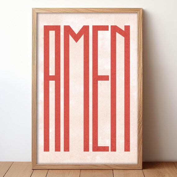 Bold Amen Red Block Letters Cream Minimal Christian Faith Poster