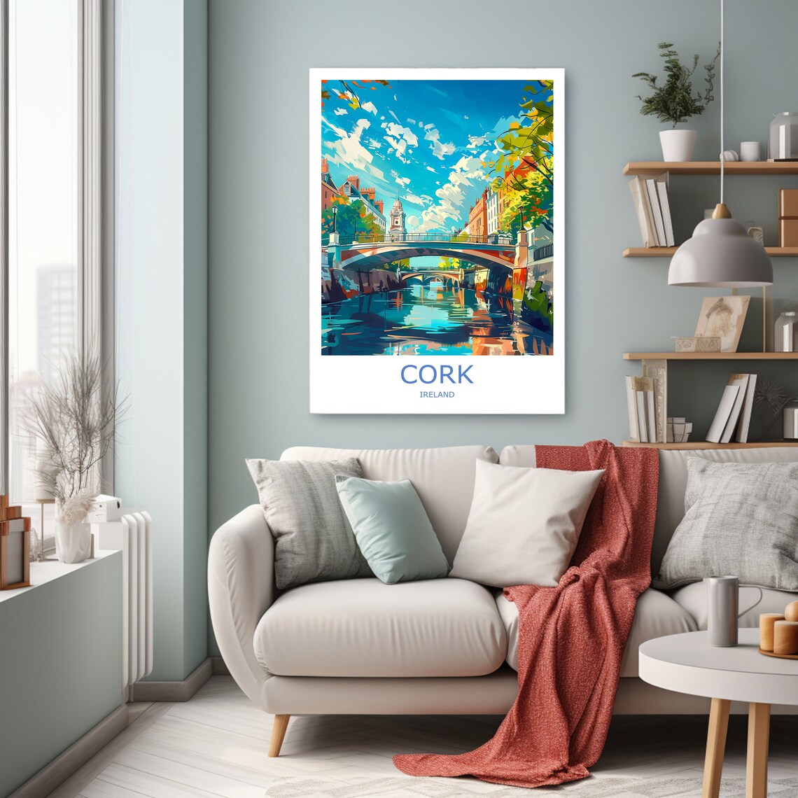 Cork Ireland Travel Poster With River Lee Bridge And City Skyline - Image 2
