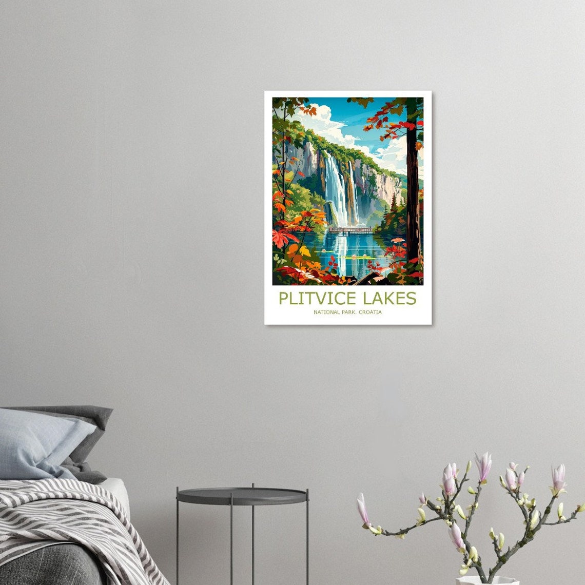 Plitvice Lakes Waterfall Autumn Foliage Croatia Travel Poster - Image 2