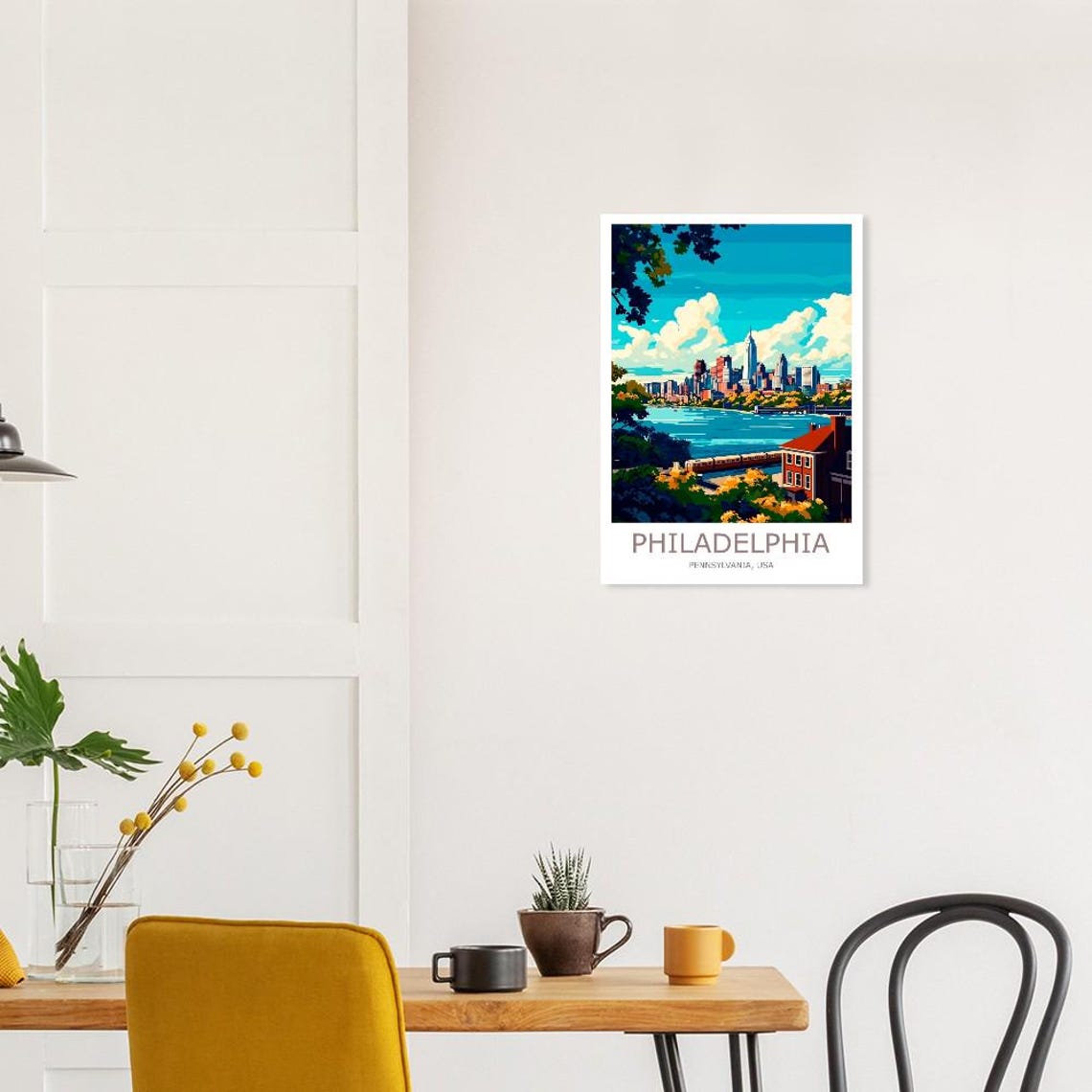 Philadelphia Pennsylvania Skyline Over The River Travel Poster - Image 3