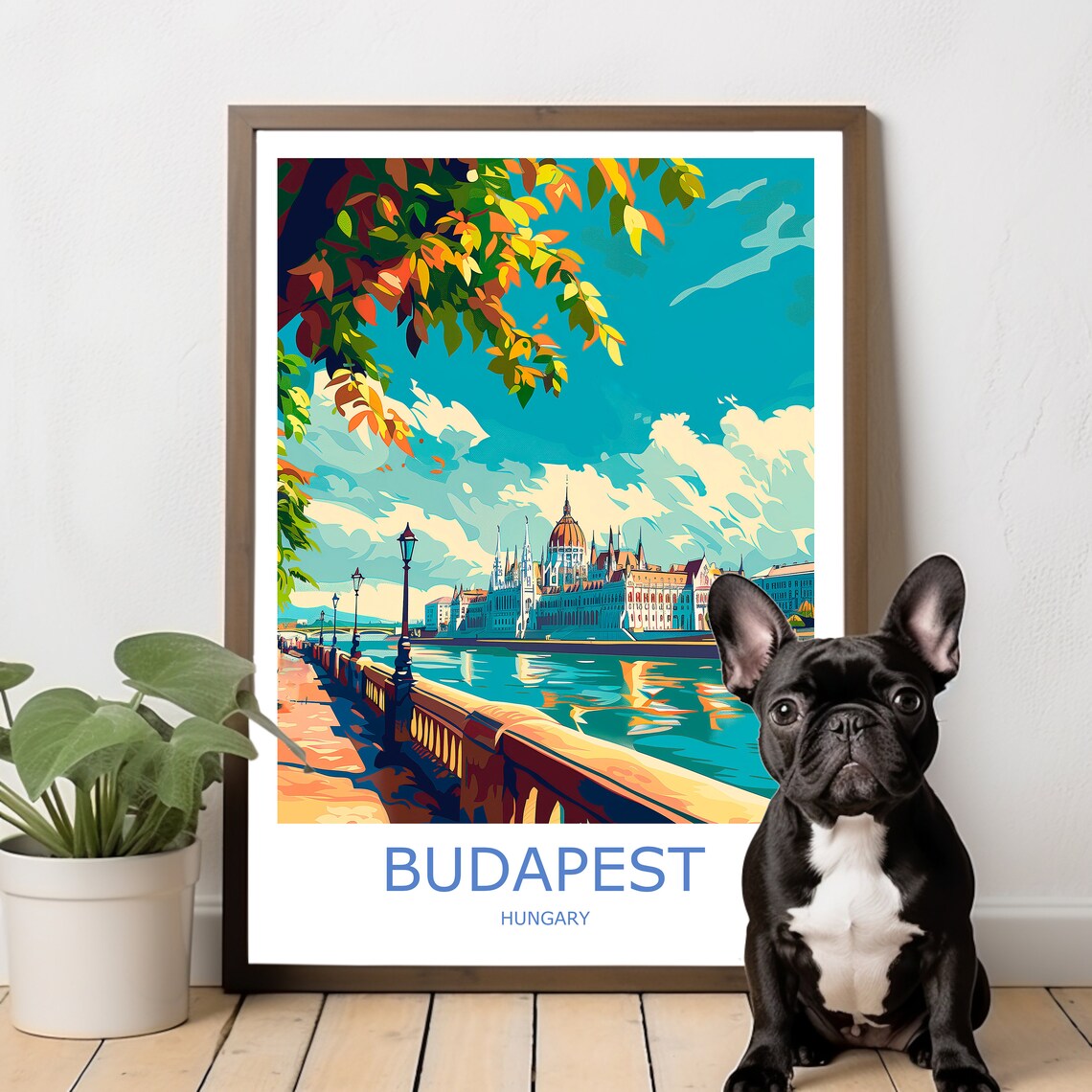 Budapest Parliament Danube Embankment Autumn Scene Travel Poster - Image 2