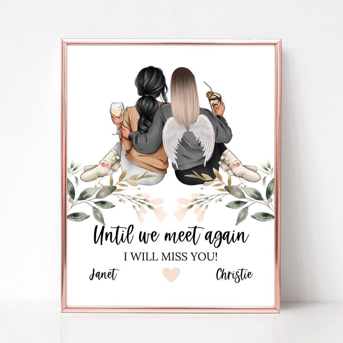 Until We Meet Again Friend Memorial Angel Wings Tribute Poster