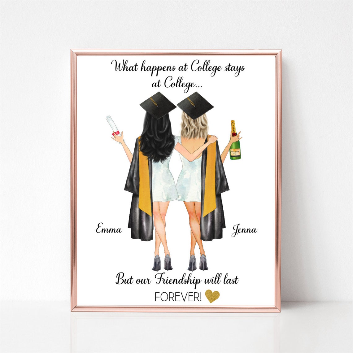 College Graduation Best Friends What Happens At College Poster - Image 2