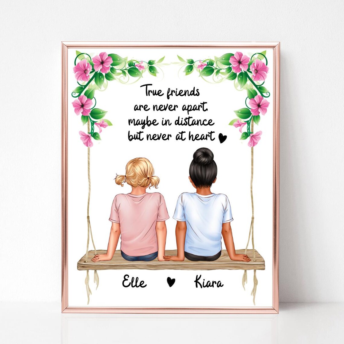 Childhood Best Friends Flower Swing True Friends Quote Poster - Image 4