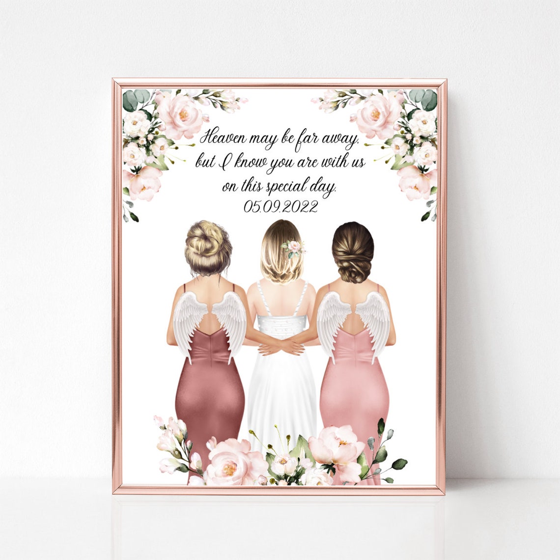 Wedding Memorial Angel Bridesmaids Heaven Special Day Poster - Image 2