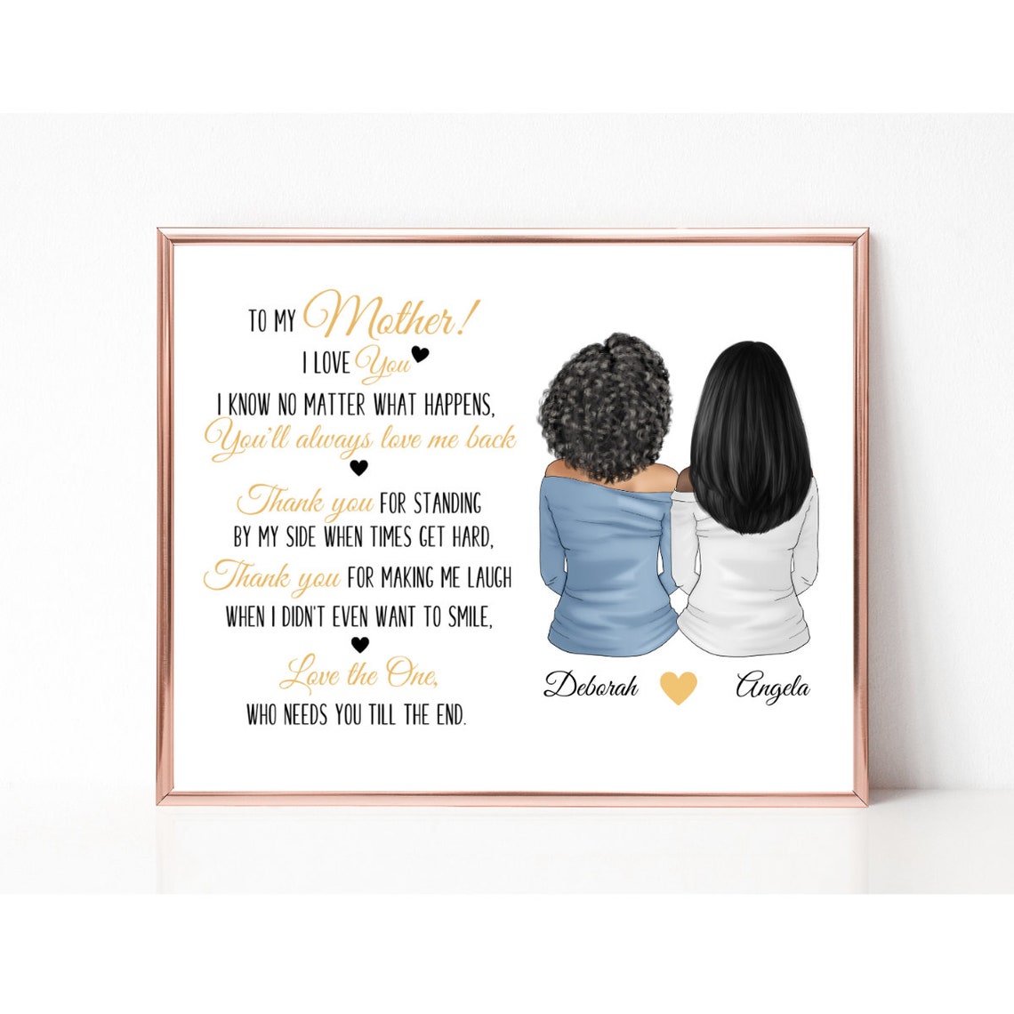Personalized Mother Daughter Poem Portrait Mother's Day Gift Wall Art
