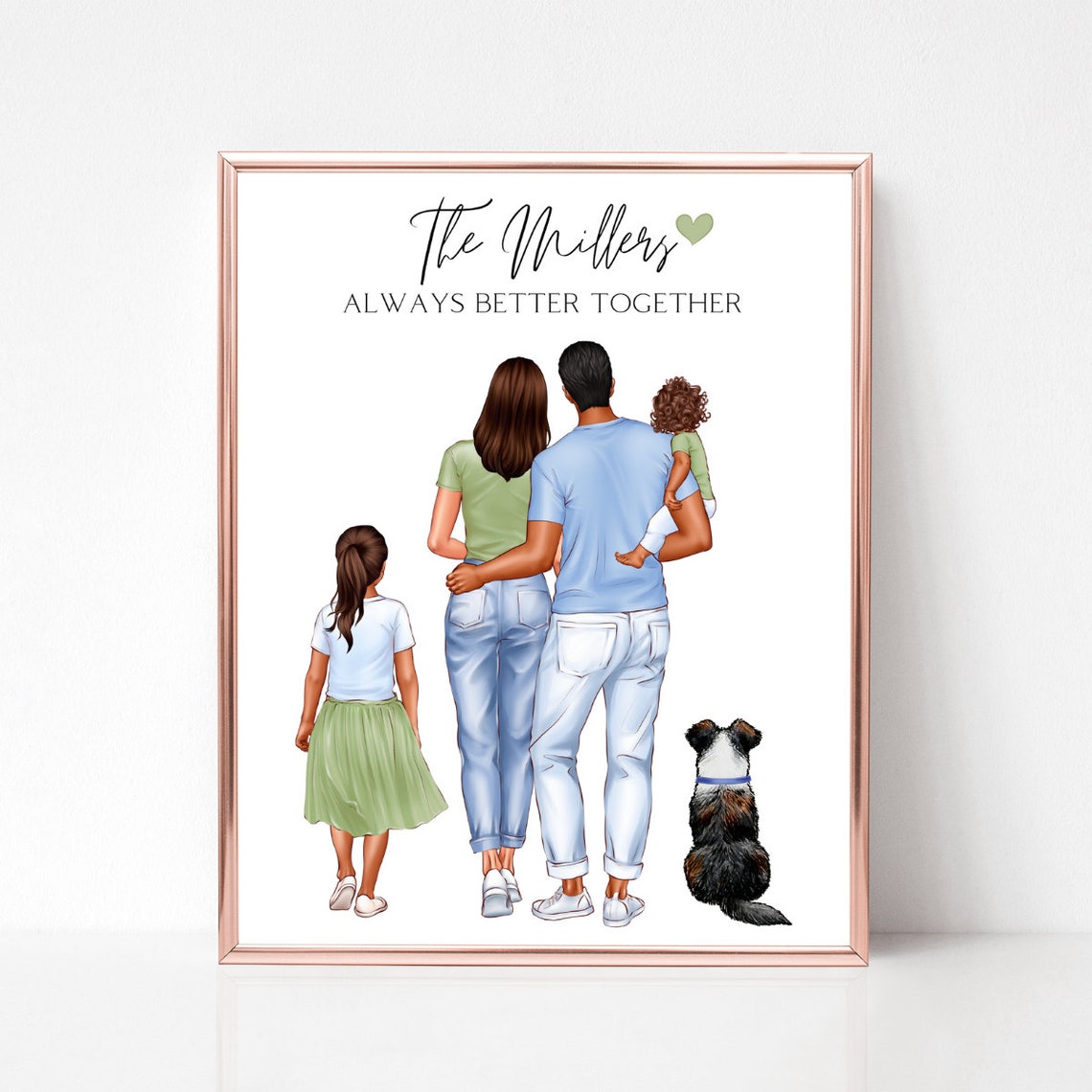 Our Family Picture Parents With Kids From Behind Painting Parents With Newborn And Toddler Print Family Portrait With Pets Mothers Day