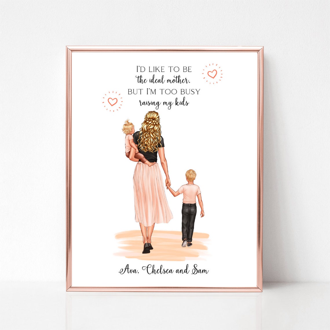 Mom Gift From Husband Funny Mothers Day Present Personalised Mothers Day Gift Family Portrait Mother Print Mother And Toddler Picture - Image 2