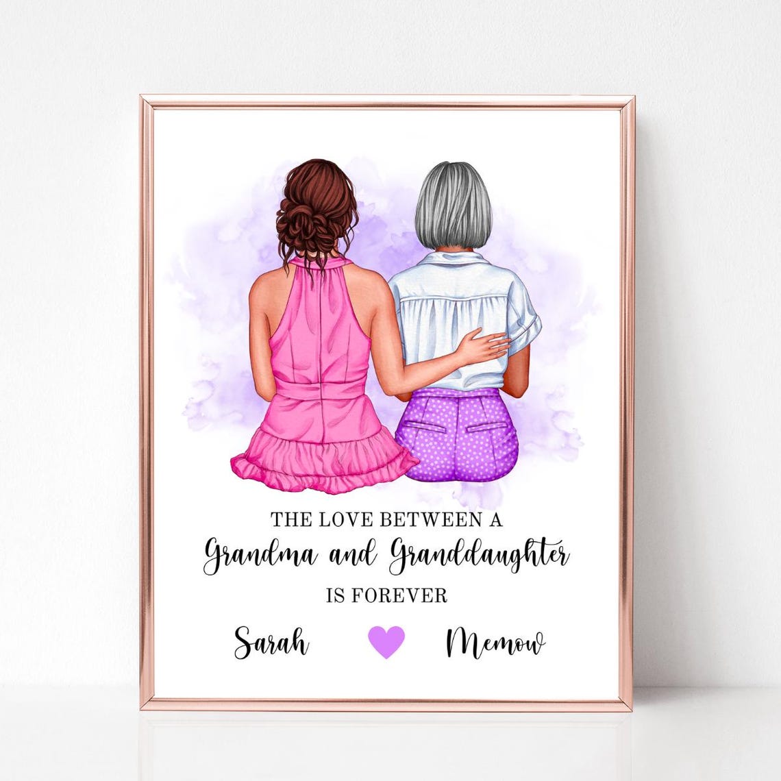Grandmother And Granddaughter Custom Portrait Mothers Day Print For Grandma Nanny Gift Granny Gift Meemaw Gift From Granddaughter - Image 5