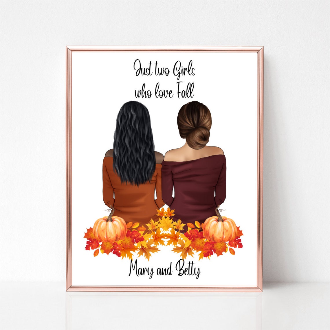 Autumn Girls Print Fall Lover Gifts Best Friend Gifts Autumn Print Bestie Fall Birthday Gift Pumpkin Spice Print Custom Friends Print - Image 2
