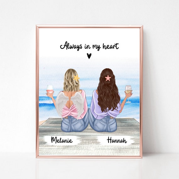 Best Friend Memorial Always In My Heart Angel Wings Beach Tribute Poster