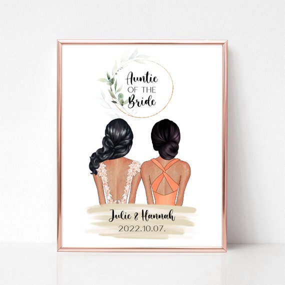 Auntie Of The Bride Custom Portrait Personalized Wedding Gift Poster For Aunt